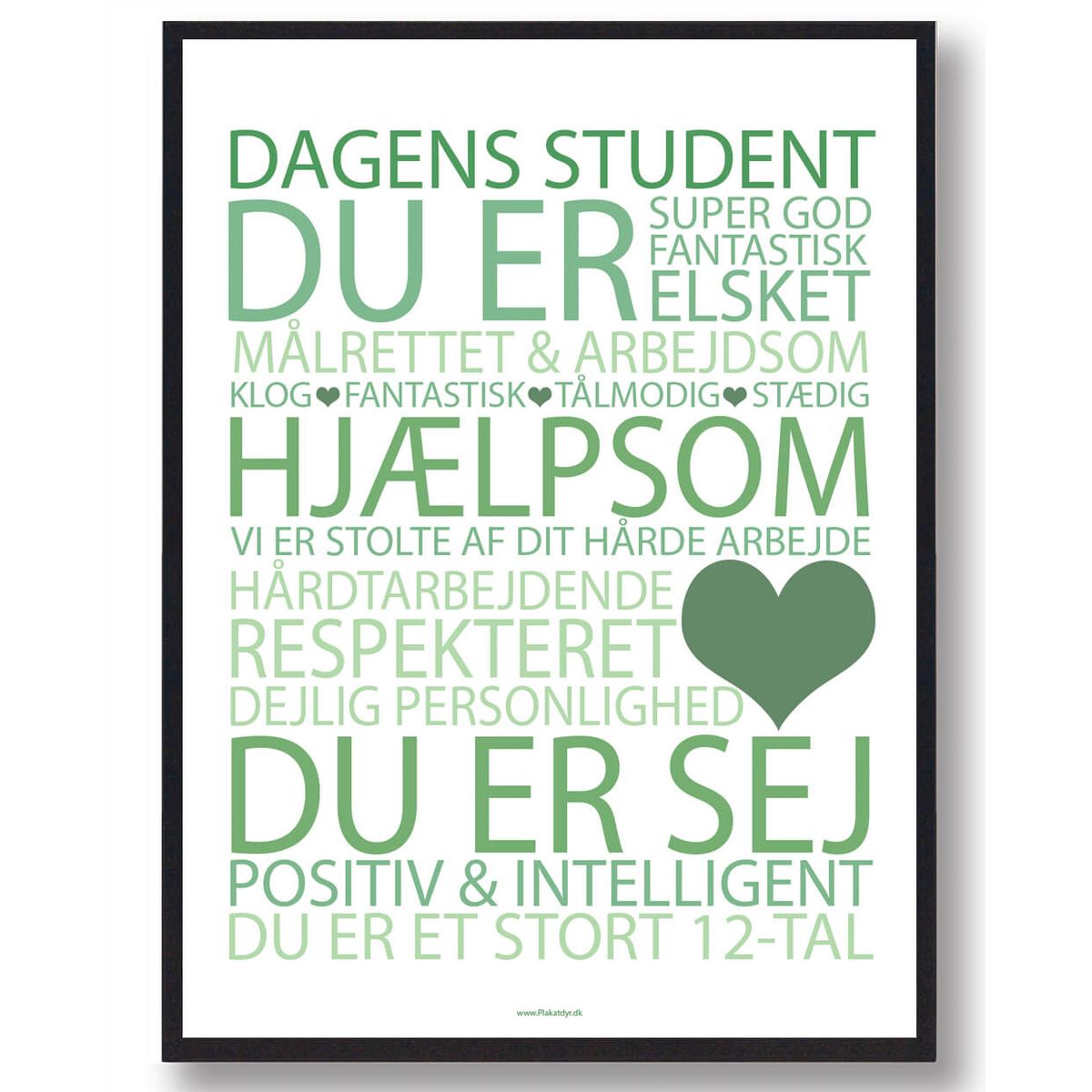 Dagens student plakat- grøn (Størrelse: L - 50x70cm (B2))