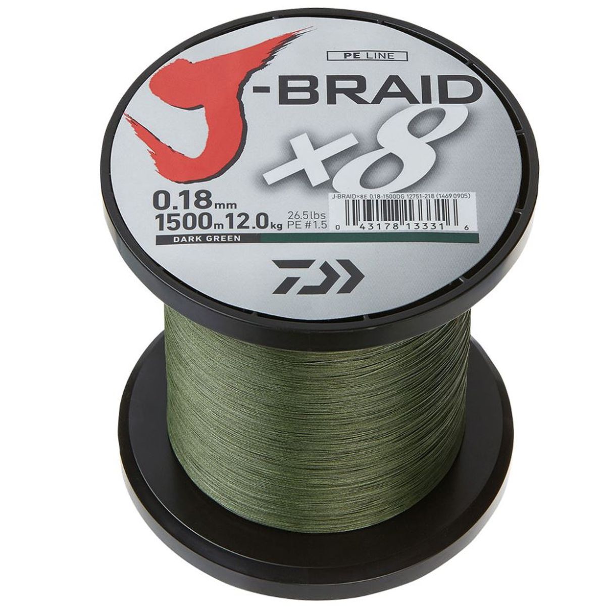 Daiwa J-Braid X8 Dark Green - Påspoling - 0.20mm