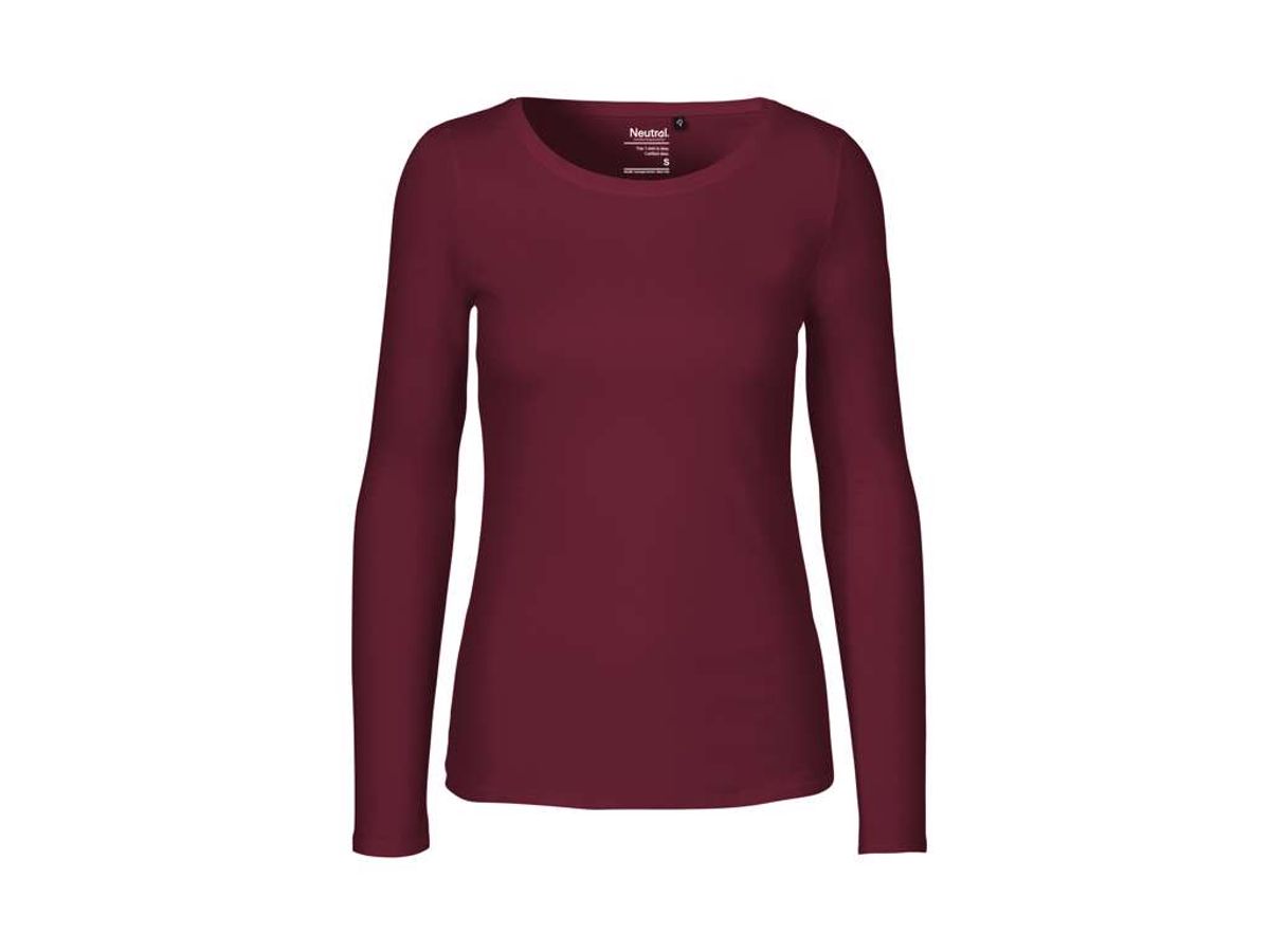 Dame Langærmet T-shirt Neutral O81050 str. L Bordeaux