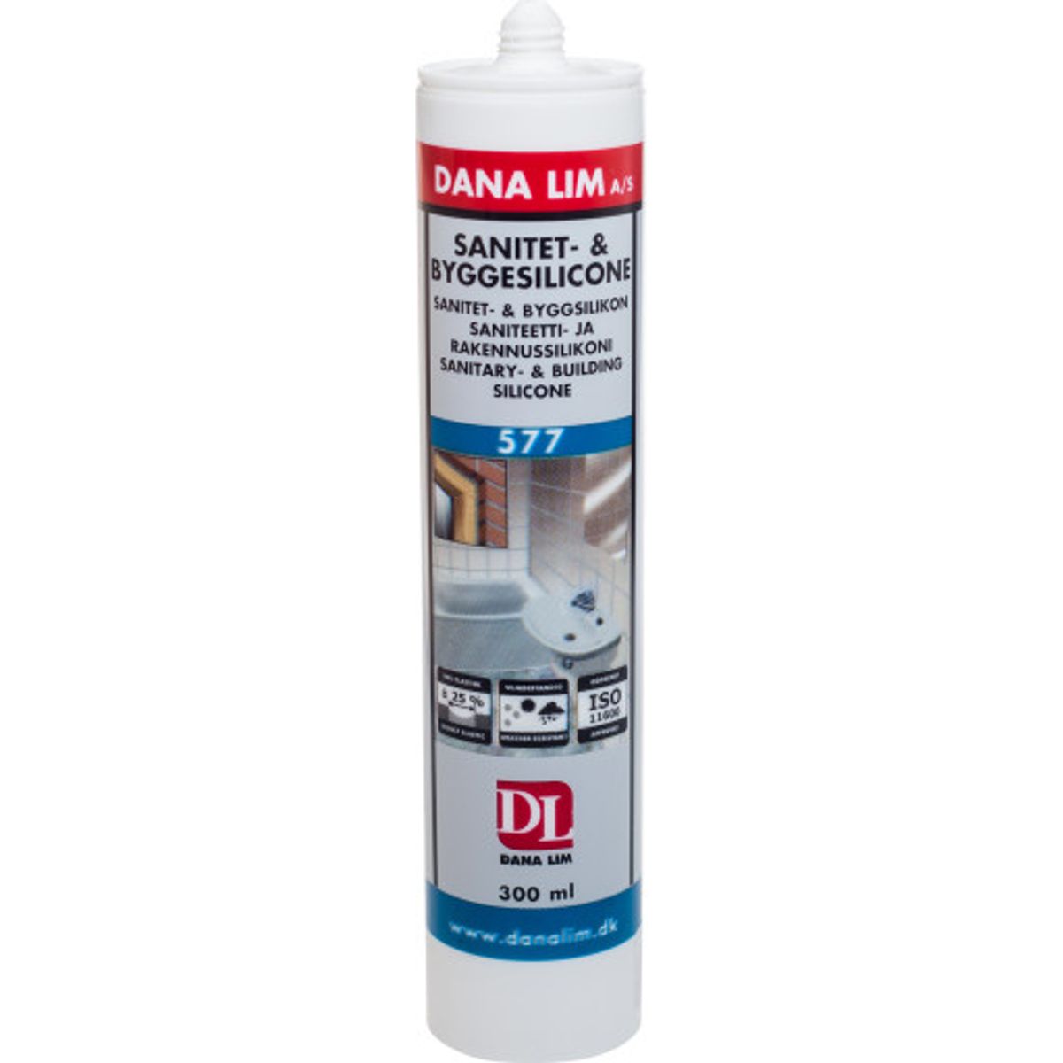 Dana Lim 577 sanitets- og byggesilicone 300 ml, sort