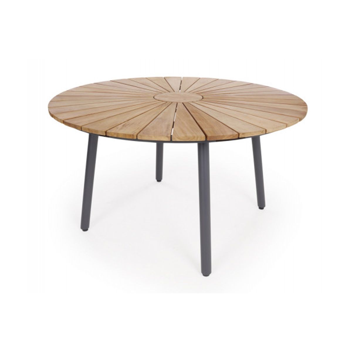 DaneLine Eva Teak Havebord - Ø130 cm - Grå