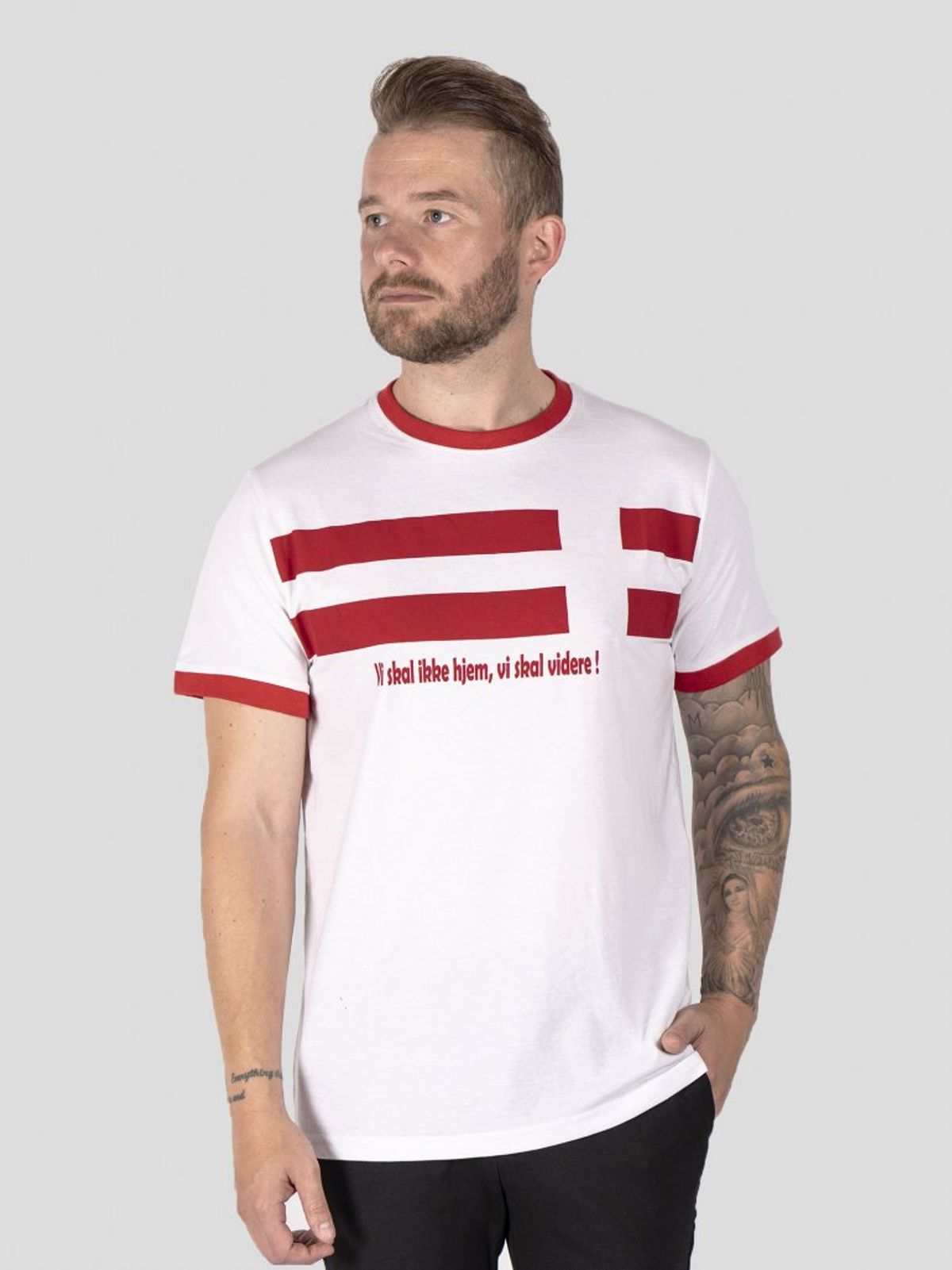 Danmarks t-shirt i hvid - Herre - Large