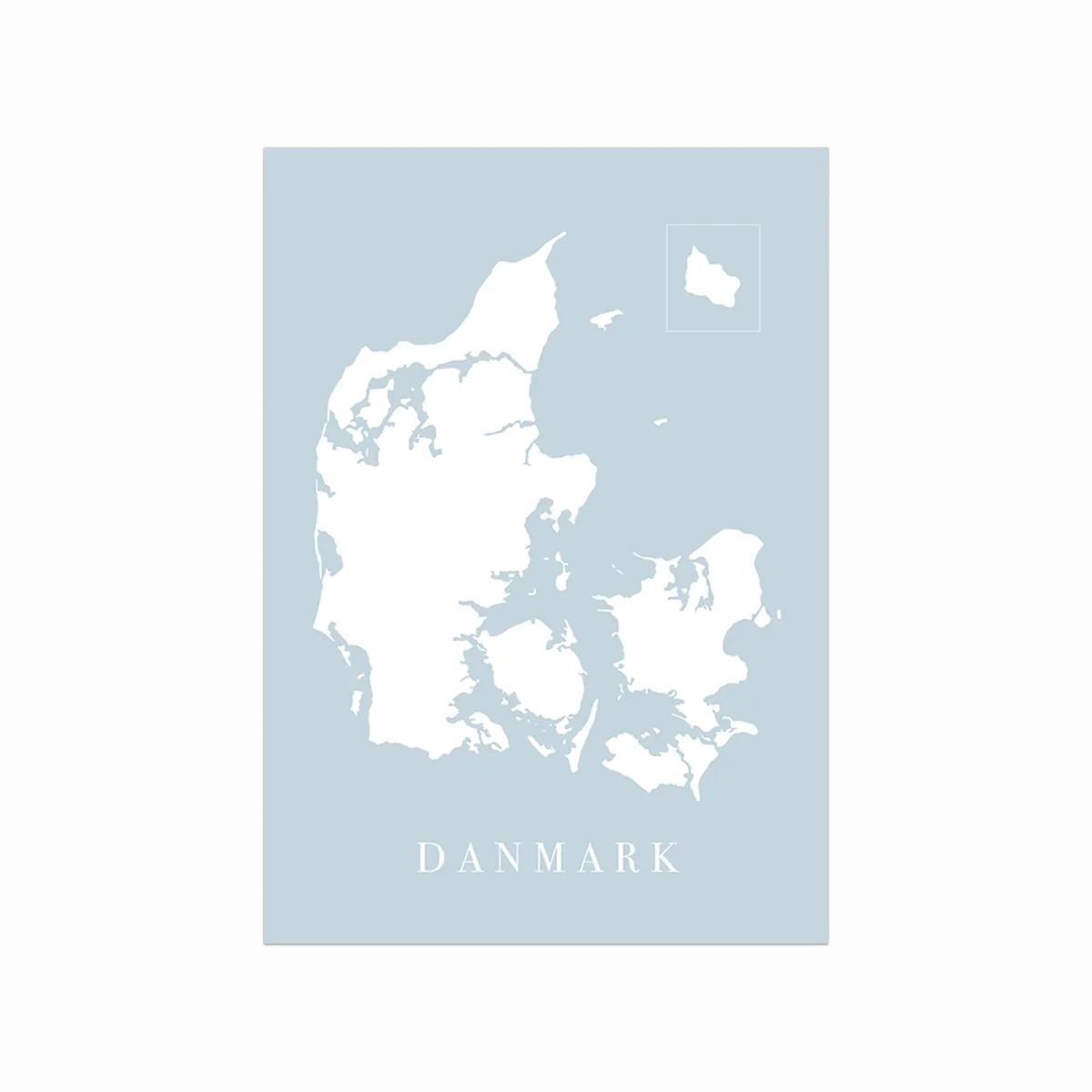 Danmarkskort - Blå