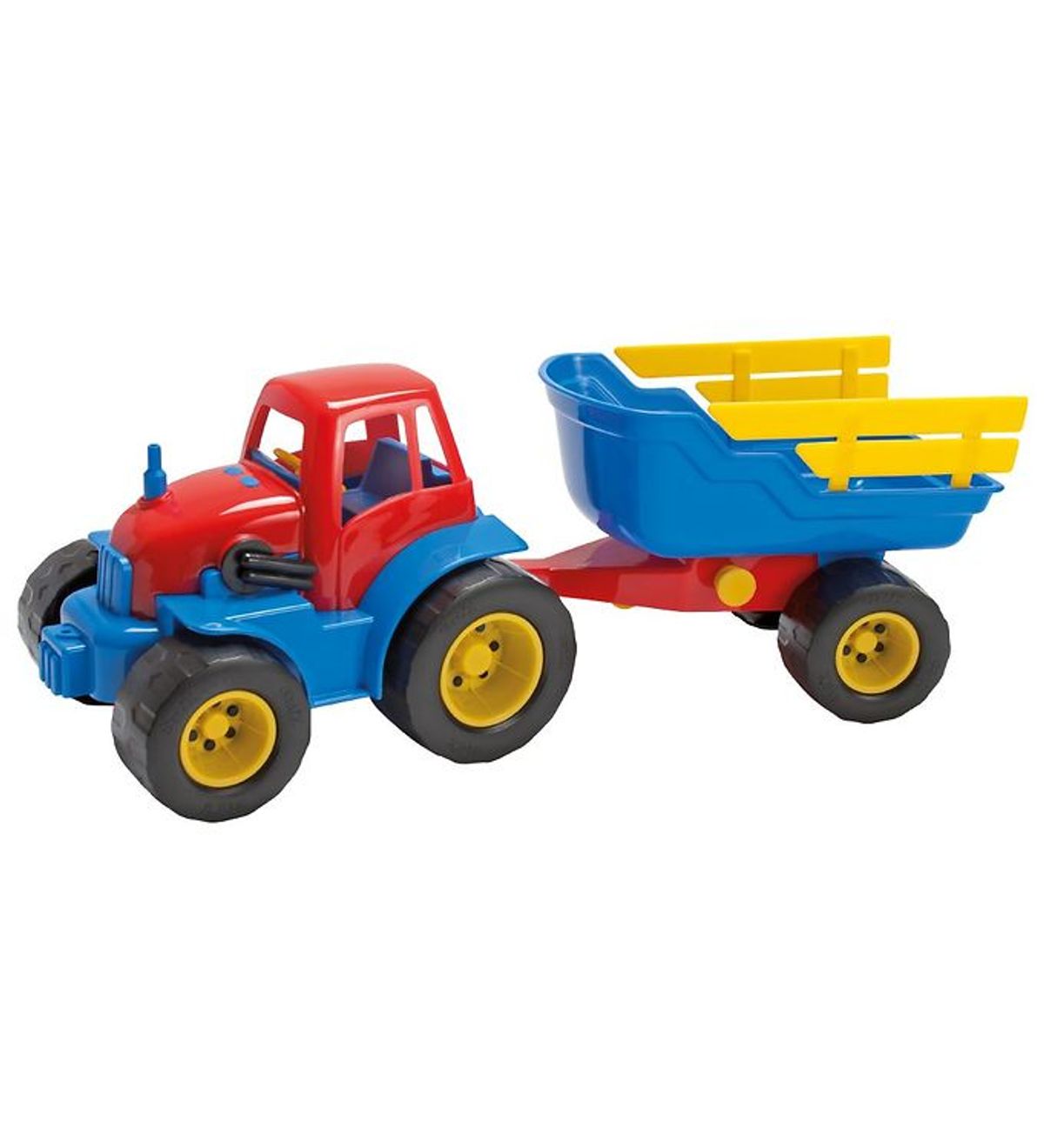 Dantoy Traktor m. Anhænger - 41 cm - Rød/Blå