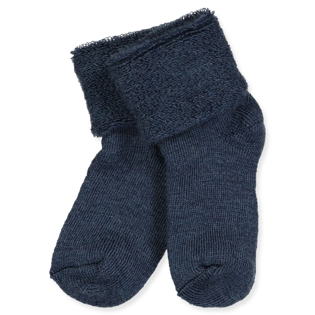 Dark denim melange uld babystrømper (15-16)