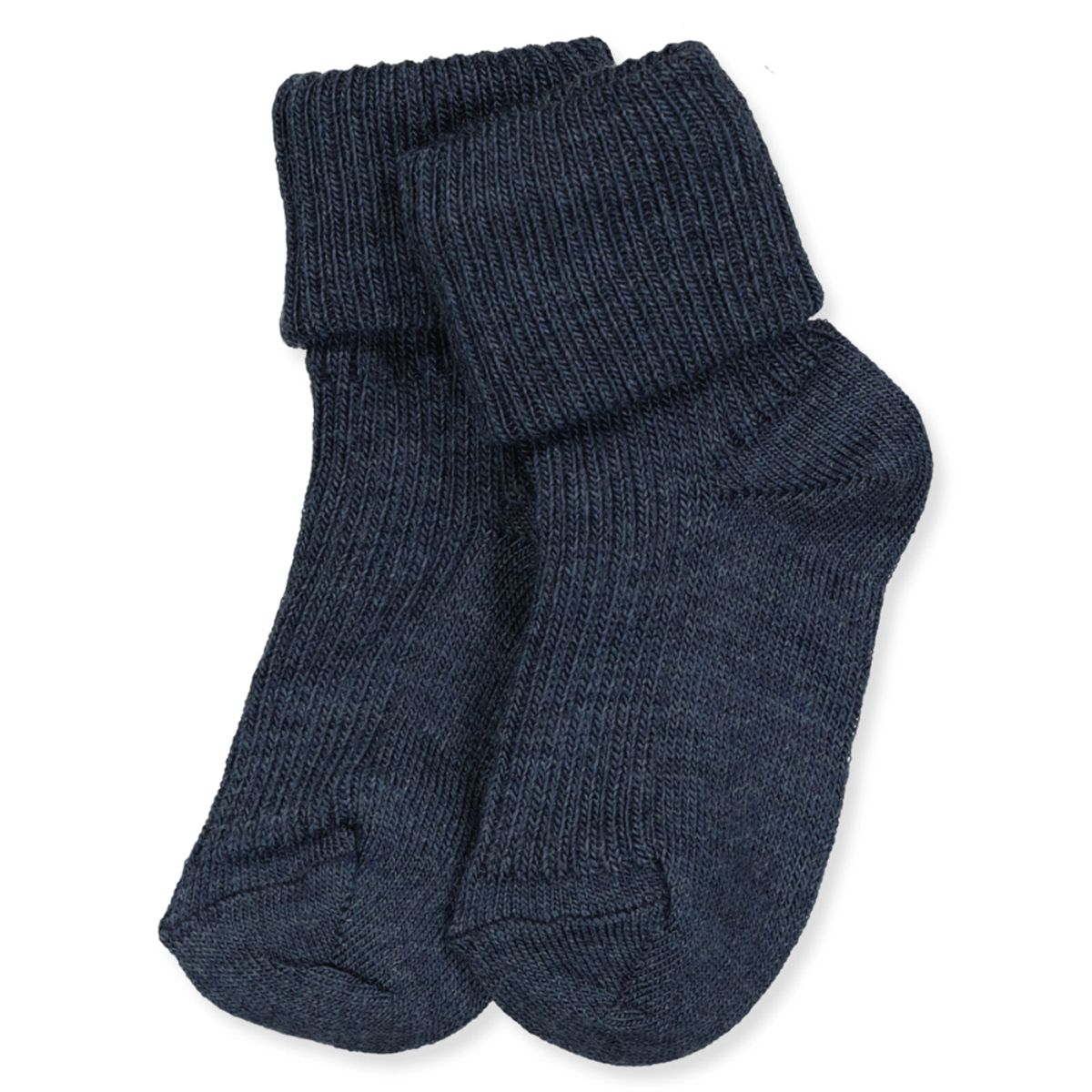 Dark denim melange uld babystrømper (17-18)