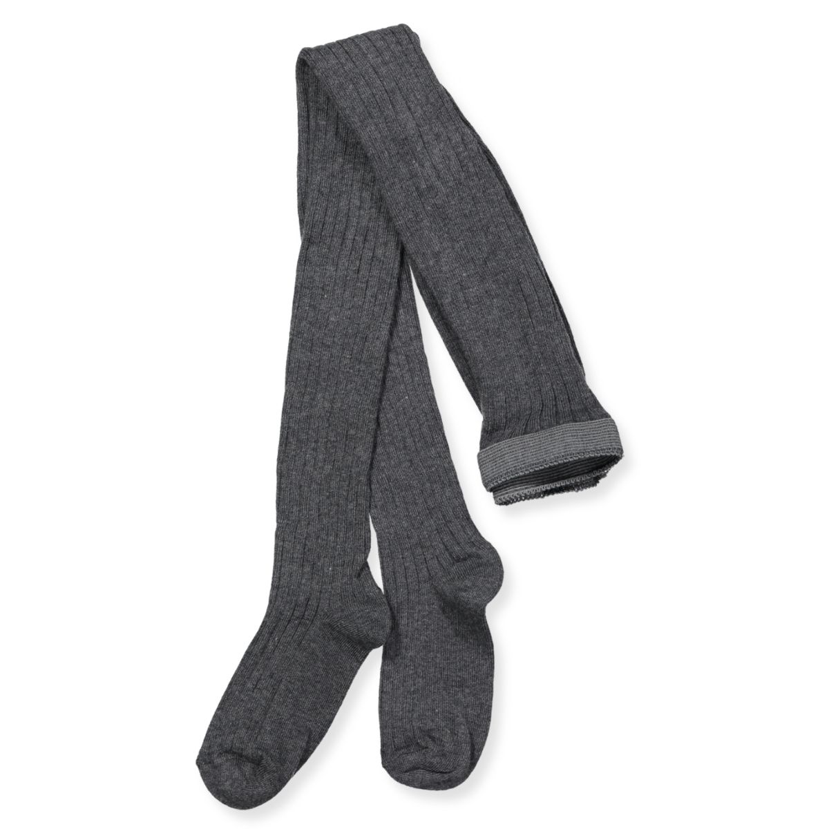 Dark grey melange rib strømpebukser (110 cm)