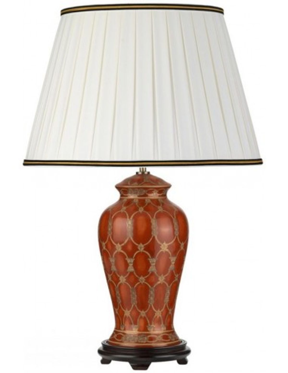 Datai Bordlampe i keramik og bomuld H68 cm 1 x E27 - Terracotta/Guld/Elfenbenshvid