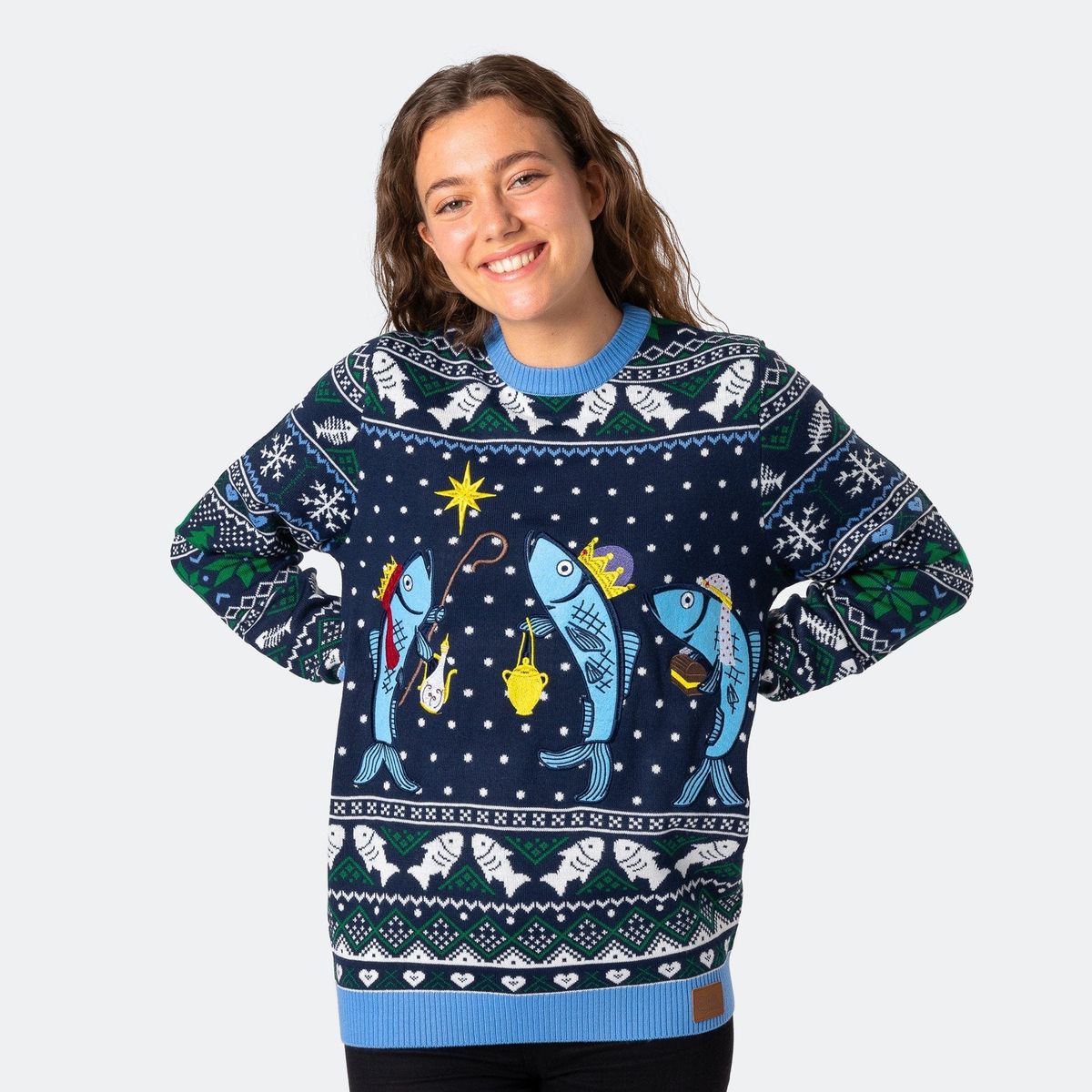 De Tre Vise Fisk Julesweater Dame