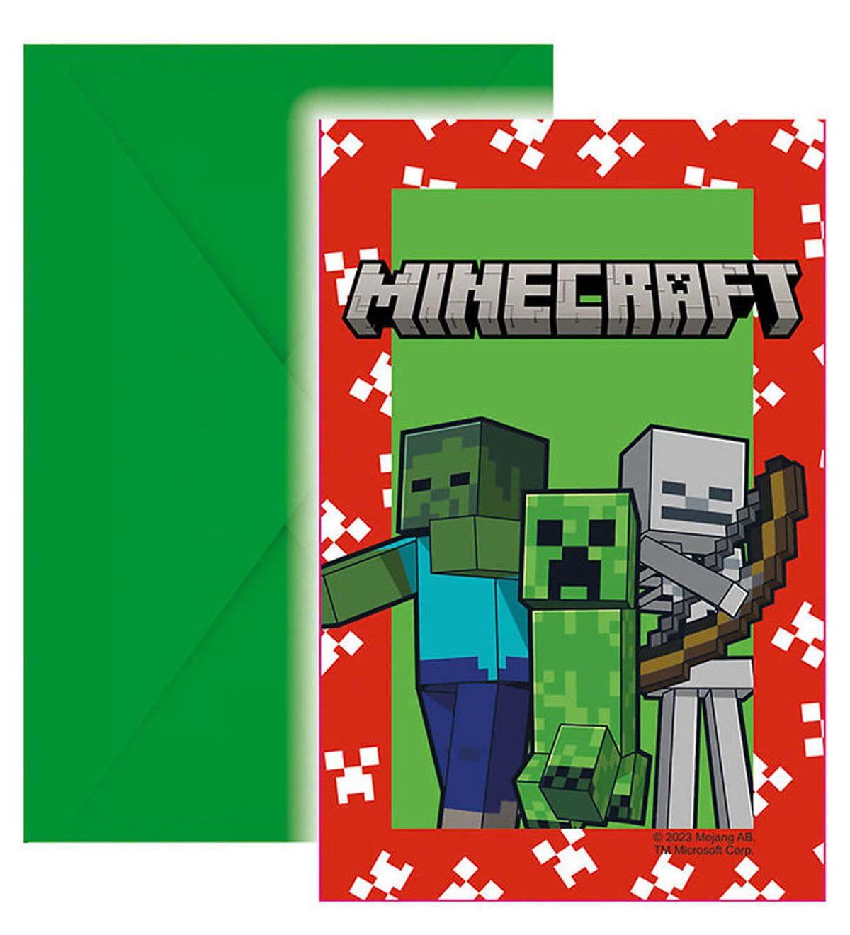 Decorata Party Invitationer - 6-pak - Minecraft