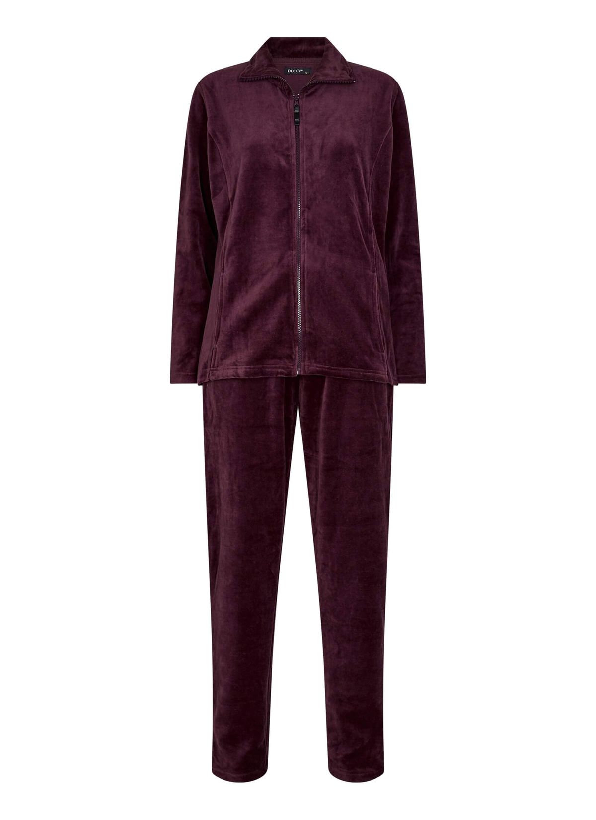 Decoy pyjamas sæt i velour, bordeaux, str. medium