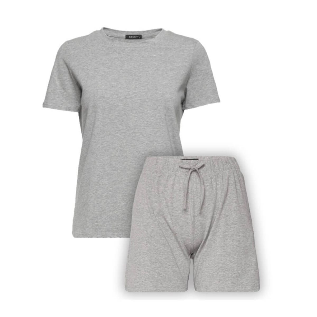 Decoy pyjamassæt med shorts og t-shirt, dame, lysegrå