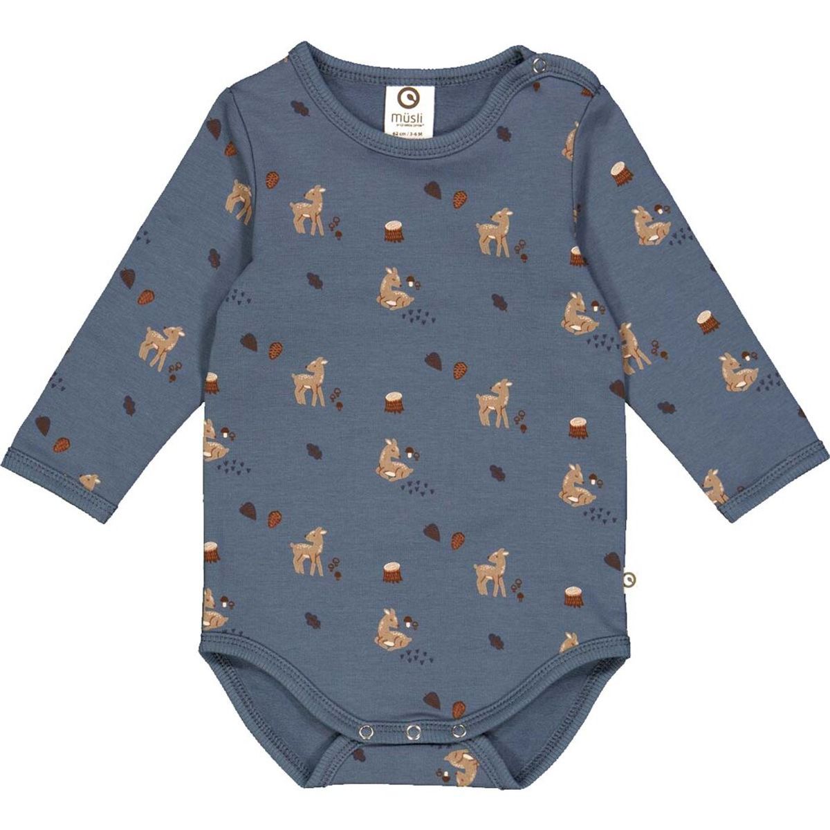 Deer body med rådyrprint - Stormy blue/ Shade/ Bark - 86