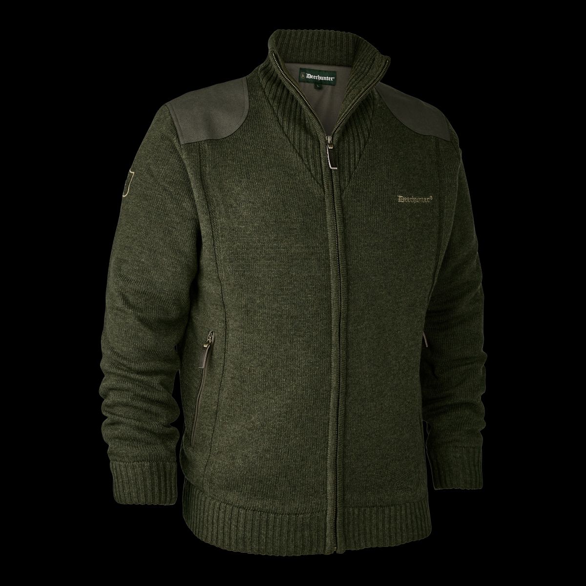 Deerhunter Carlisle Strik Cardigan med stormliner Green Melange 3XL