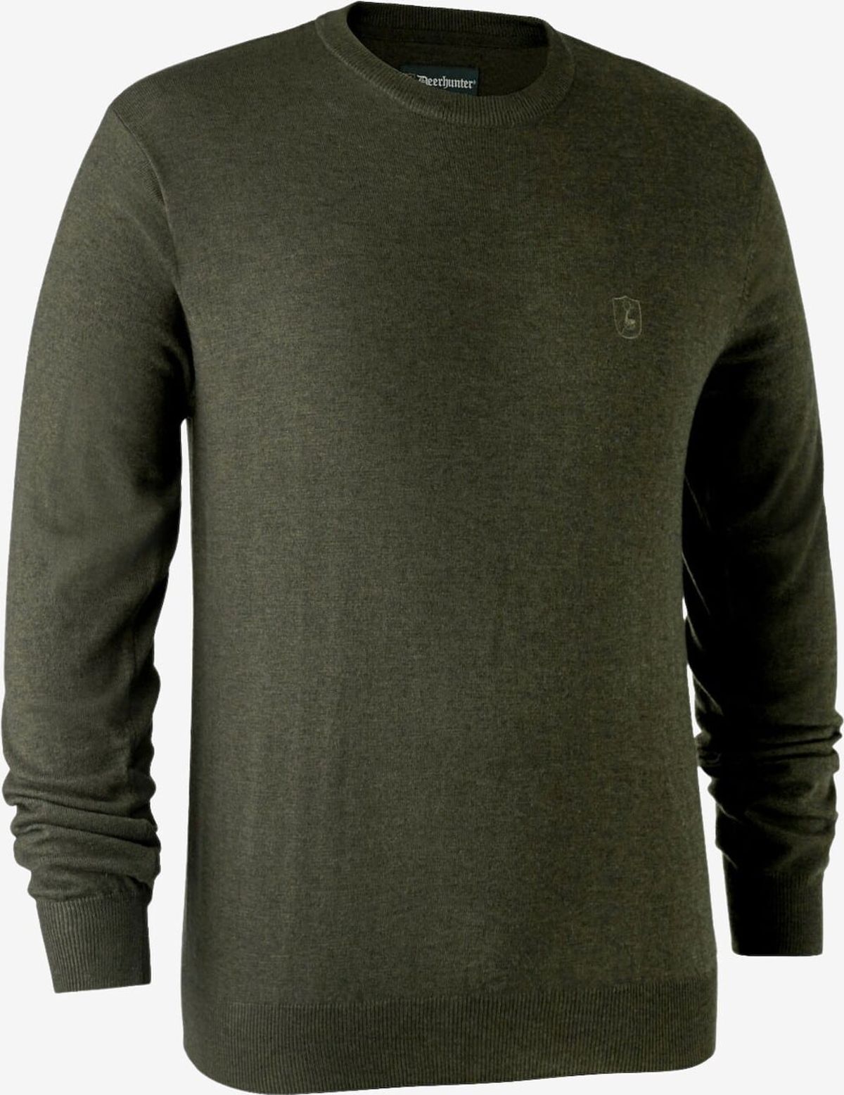 Deerhunter - Kingston strik med rund hals (Green Melange) - 2XL