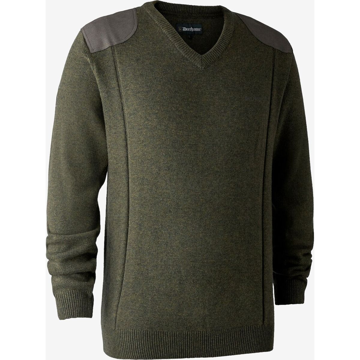 Deerhunter - Sheffield strik med v-hals (Green Melange) - L