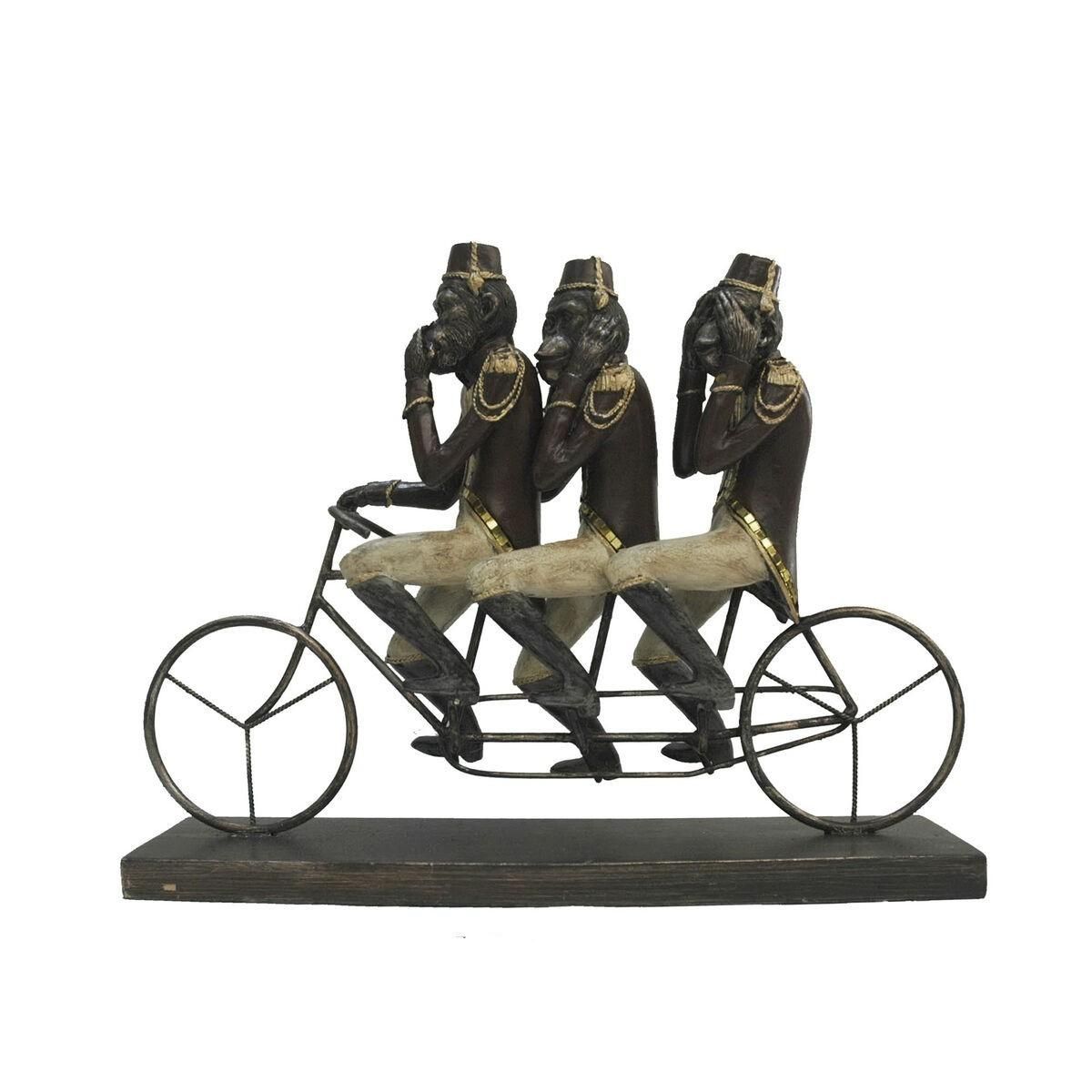 Dekorativ figur Abe Trehjulet Cykel Sort Gylden Metal Harpiks Kolonistil (40 x 9 x 31 cm)