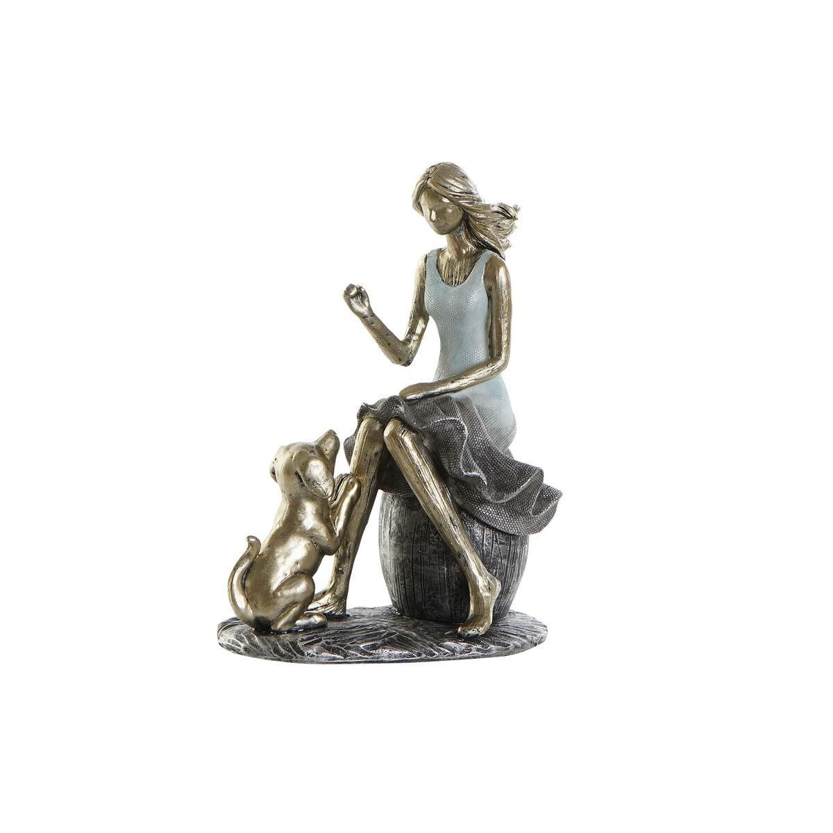 Dekorativ figur Blå Gylden Dame 13 x 8,5 x 17,5 cm