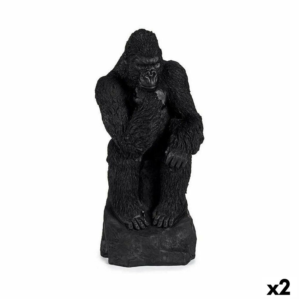 Dekorativ figur Gorilla Sort 20 x 45 x 20 cm (2 enheder)