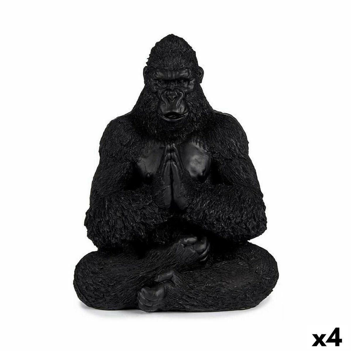 Dekorativ figur Gorilla Yoga Sort 16 x 28 x 22 cm (4 enheder)