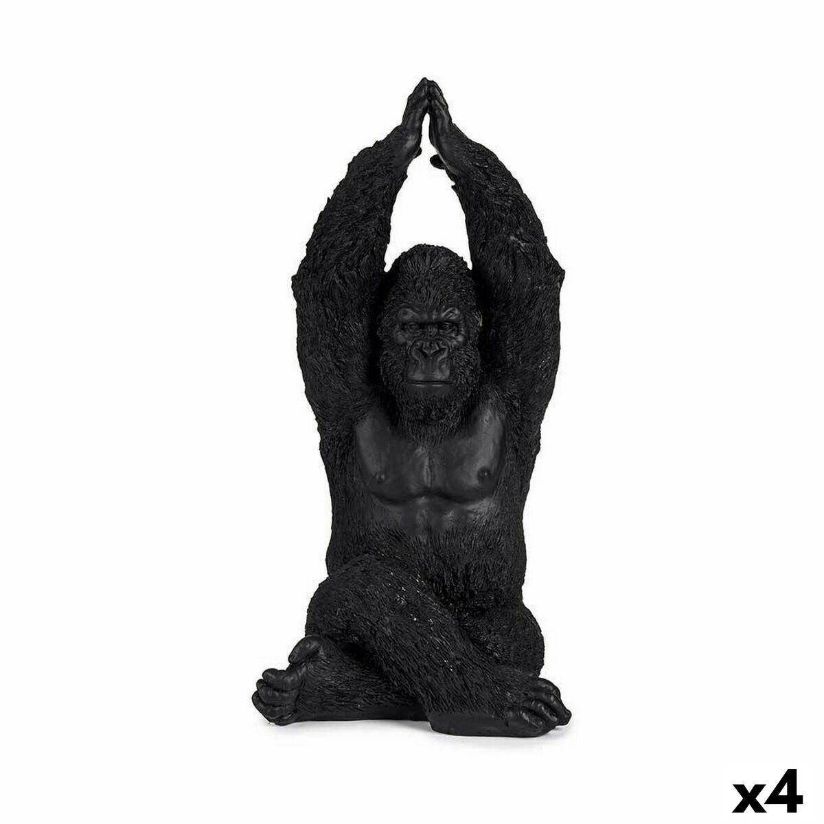 Dekorativ figur Gorilla Yoga Sort 18 x 36,5 x 19,5 cm (4 enheder)