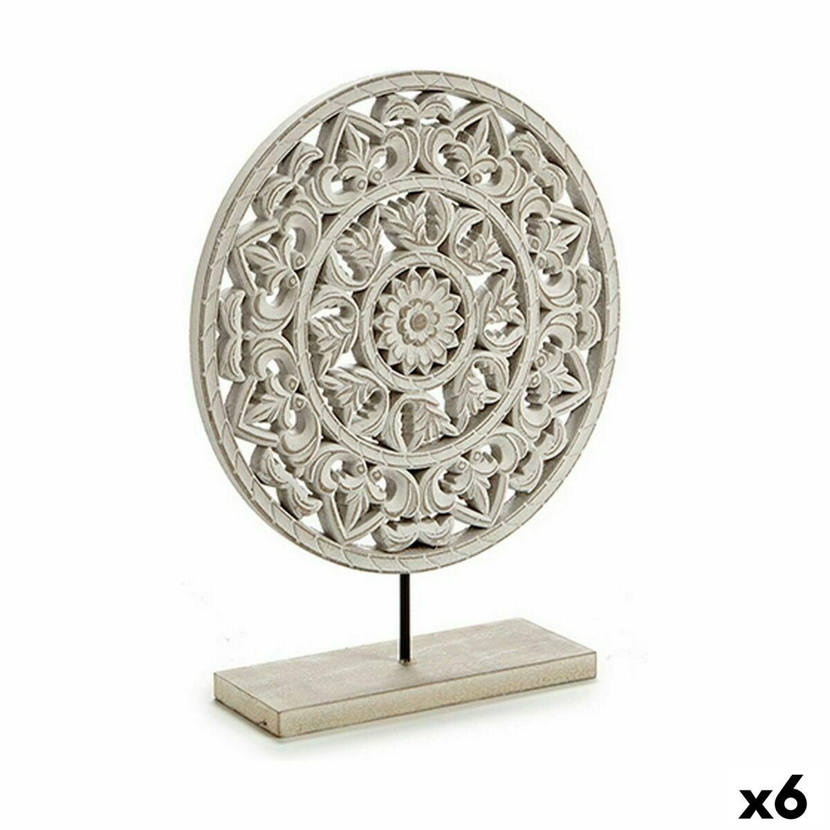 Dekorativ figur Mandala Hvid 30 x 36 x 7 cm (6 enheder)