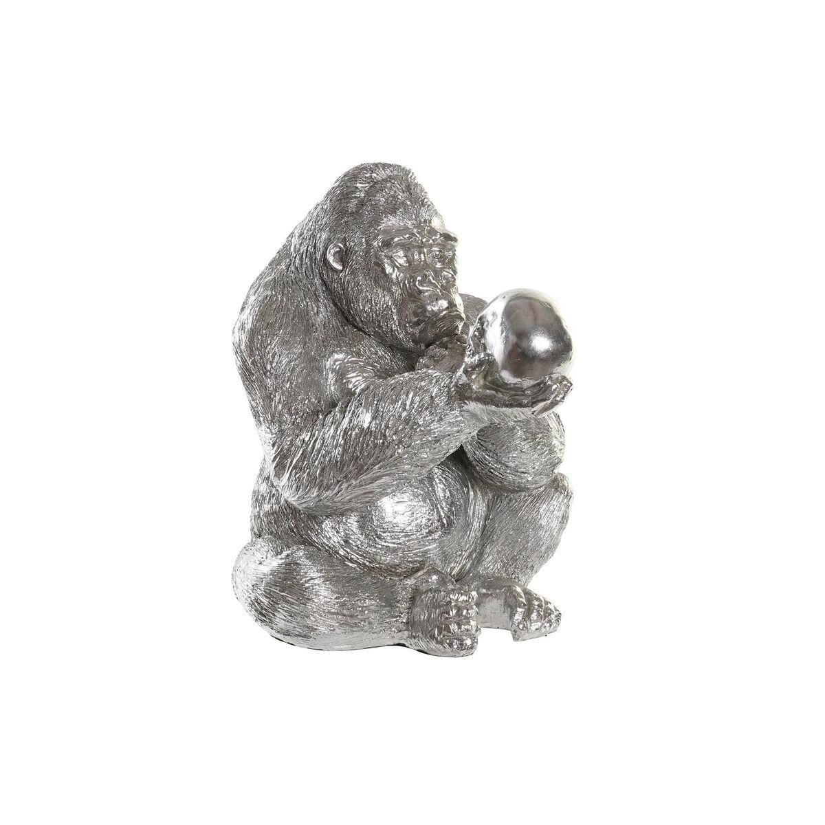 Dekorativ figur Sølvfarvet Harpiks Gorilla (38,5 x 33 x 43,5 cm)