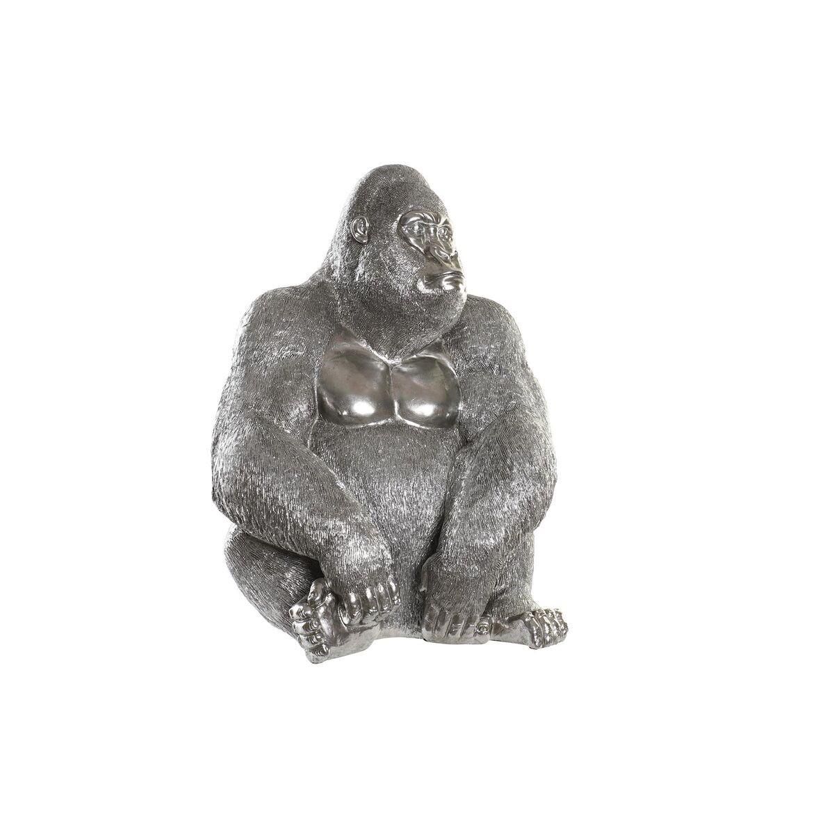 Dekorativ figur Sølvfarvet Harpiks Gorilla (46 x 40 x 61 cm)