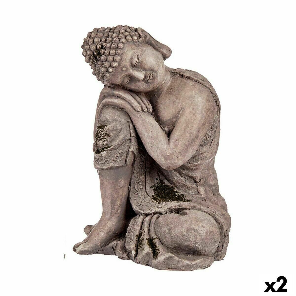 Dekorativ havefigur Buddha Polyesterharpisk 23 x 34 x 28 cm (2 enheder)