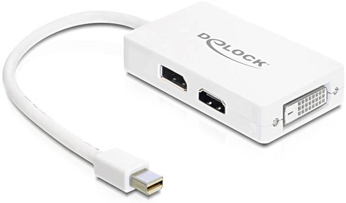 Delock Mini Displayport til DVI/HDMI/Displayport adapter - Hvid