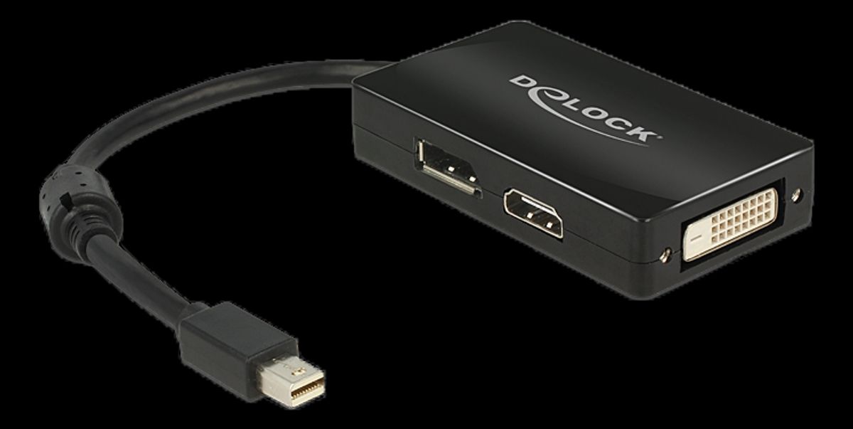 Delock Mini Displayport til DVI/HDMI/Displayport adapter - Sort