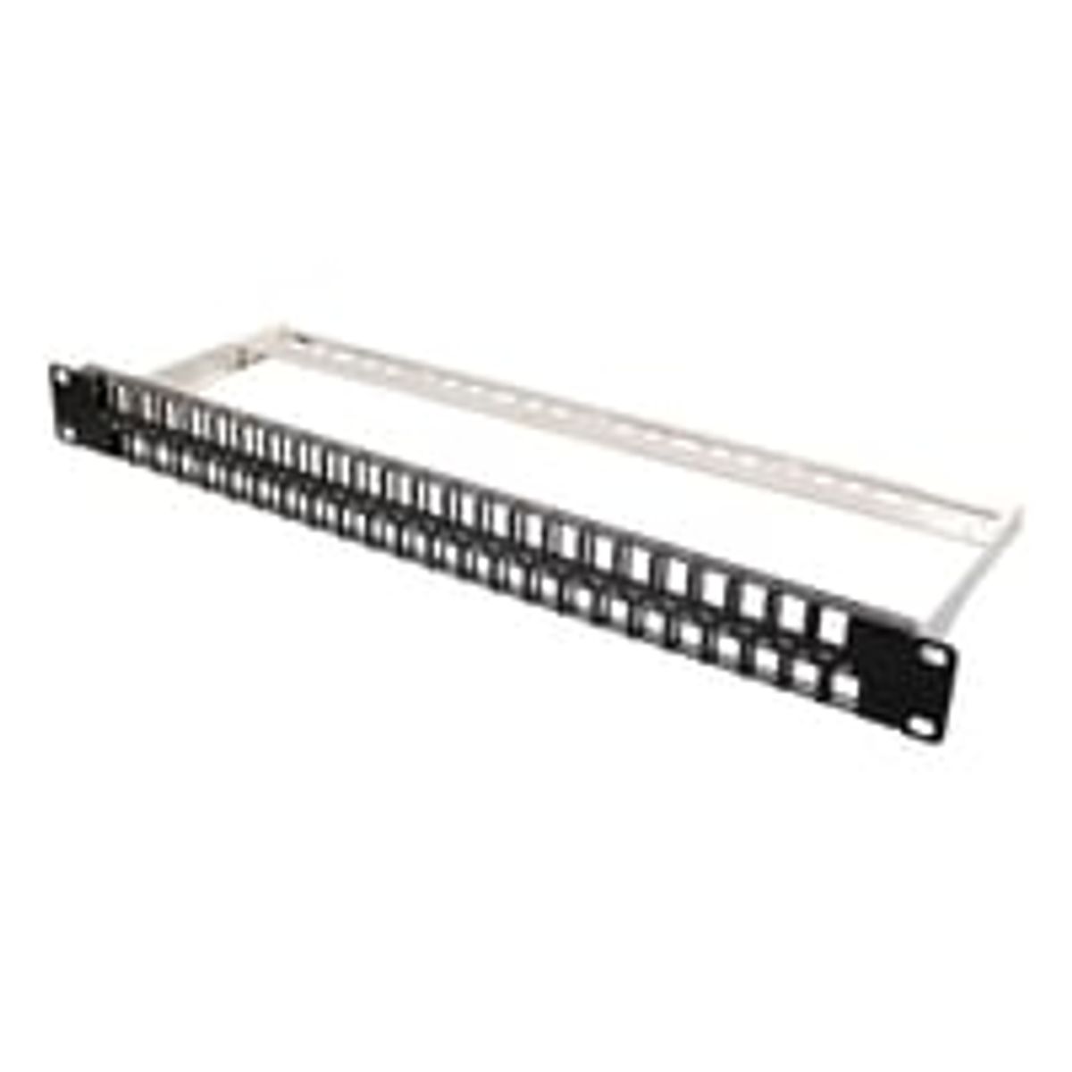 DELTACO 19" Keystone patch panel, 48 ports, 1U, aluminium, sort