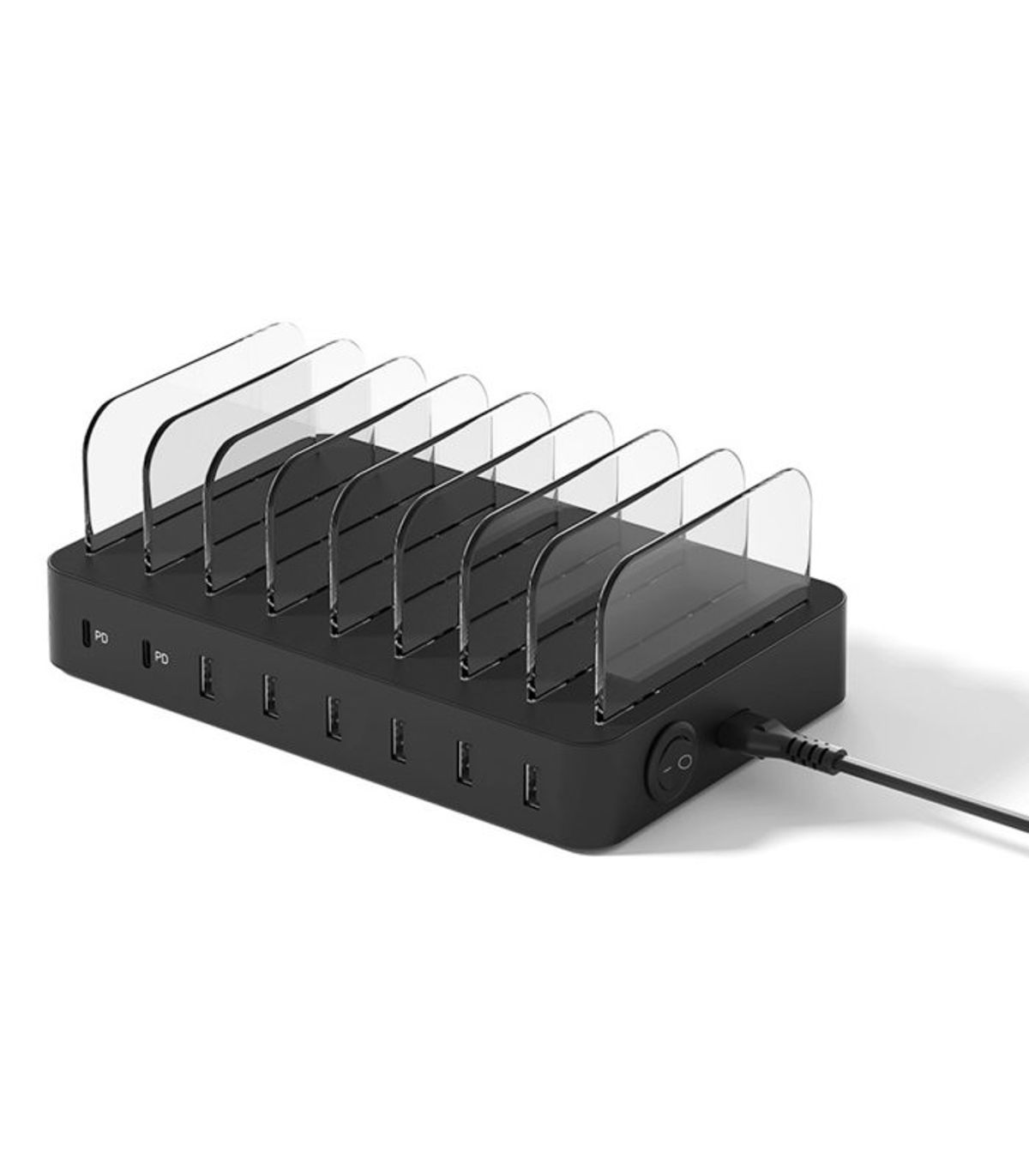 Deltaco 8-port 75W USB Ladestation m/ USB-C PD, EU/DK