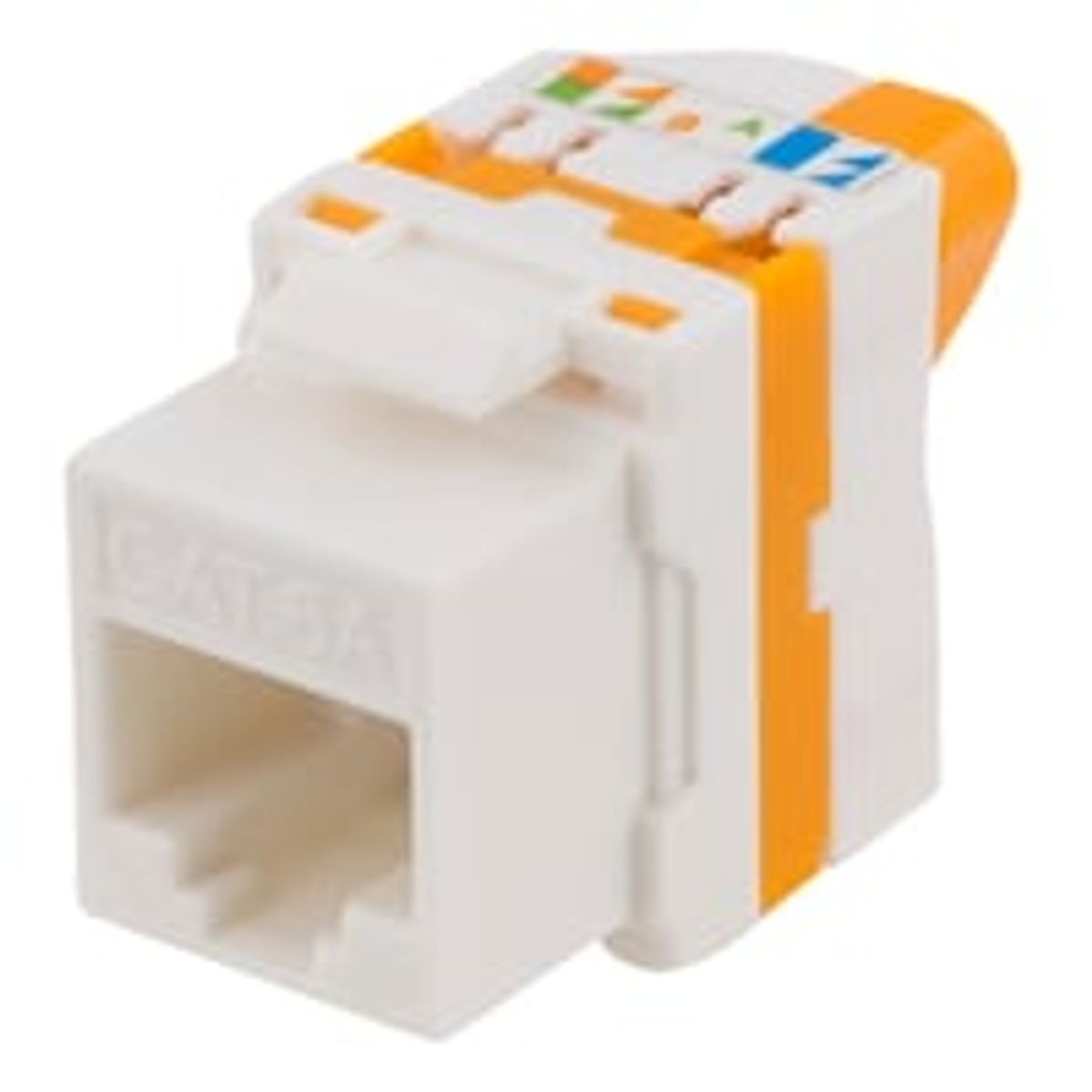 DELTACO Cat6A Keystone jack, toolless, plastic, hvid/orange