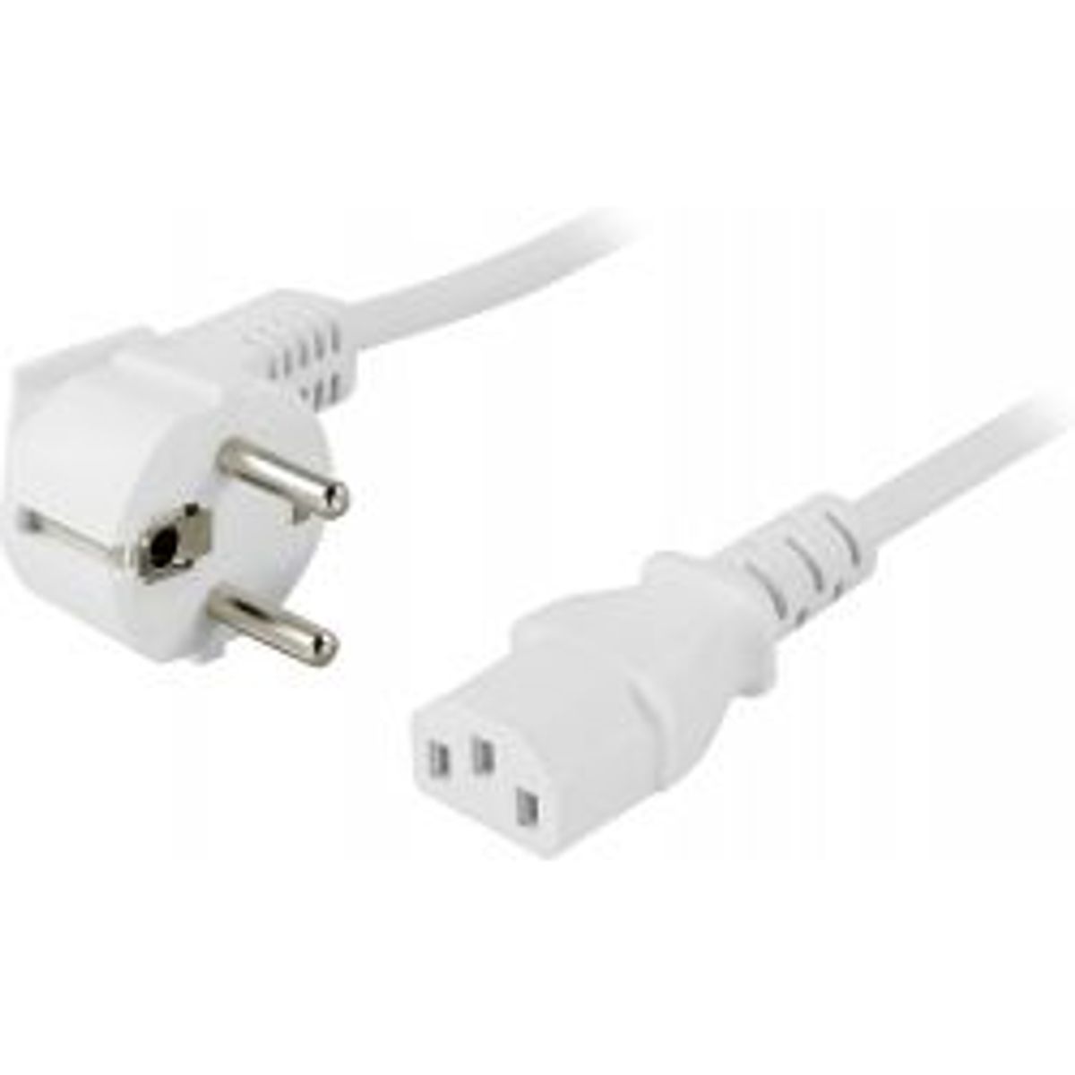 Deltaco Device Cable, Angled Cee 7/7 - Iec C13, 0.5m, White