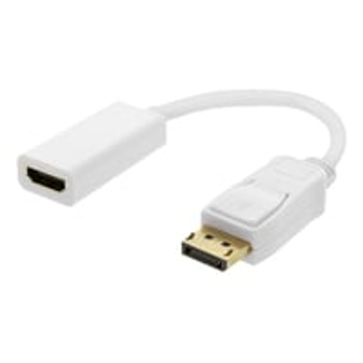 DELTACO DisplayPort han til HDMI hun adapter, 4K 60Hz, 0.2 m, hvid