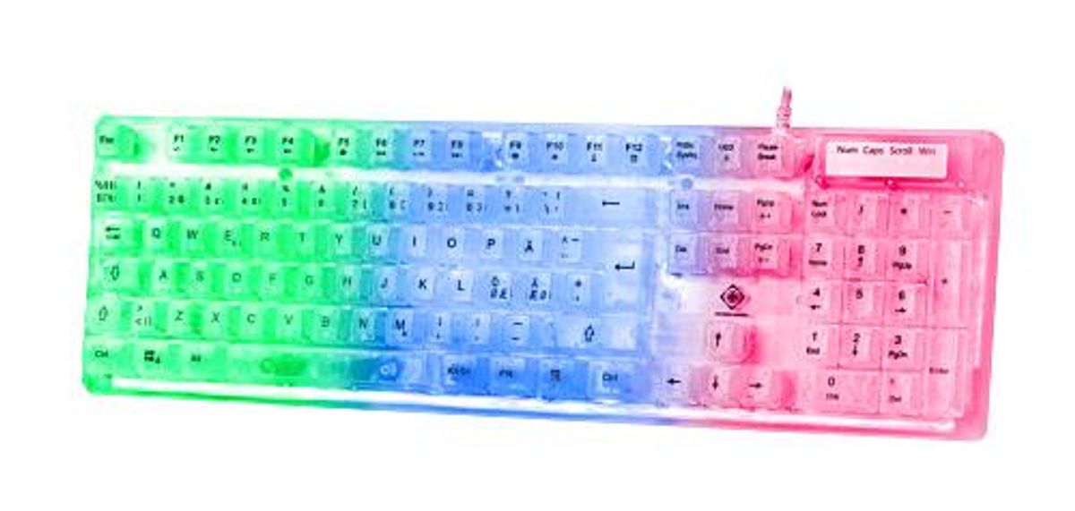 Deltaco - DK250 Membran Tastatur - Transparent - Regnbue LED