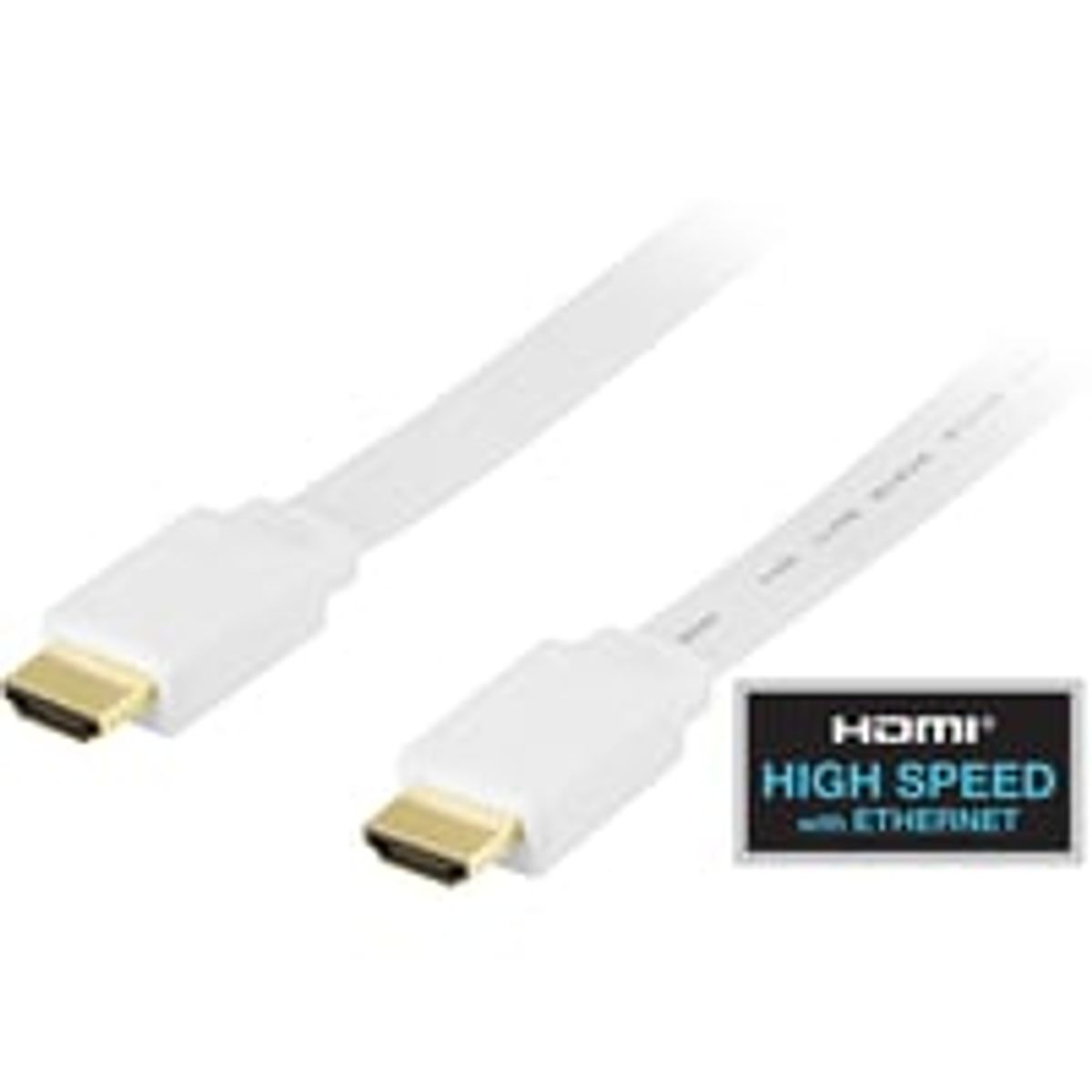 DELTACO fladt HDMI 1.4-kabel, HDMI Type A han, guldbelagt, 3m, hvid