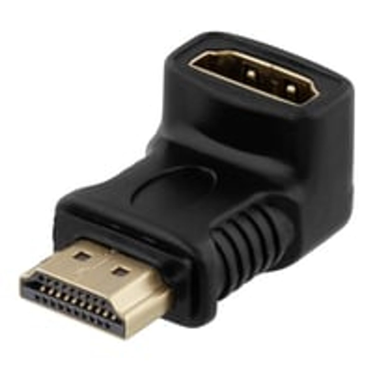 DELTACO HDMI adapter, 19-pin han-hun, angled, sort