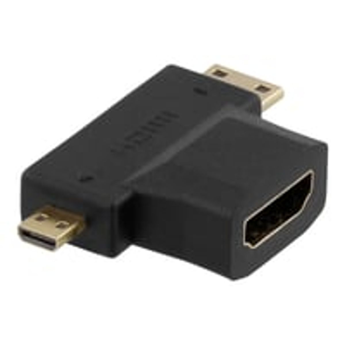 DELTACO HDMI adapter, HDMI FM to mini HDMI M and micro HDMI M