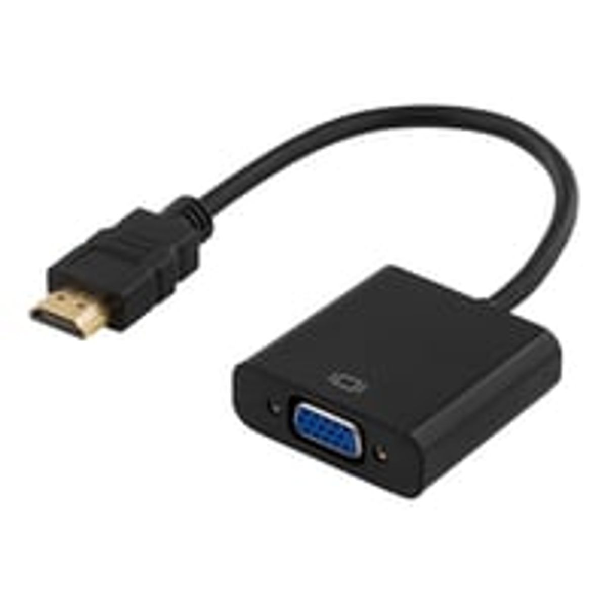 DELTACO HDMI til VGA adapter, 19-pin han - 15-pin hun, 0.2m, sort