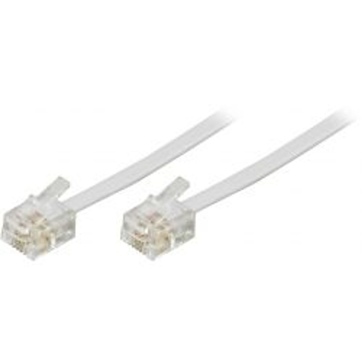 Deltaco Modular Cable, 6p4c(rj11) To 6p4c(rj11), 2m, White - Ledning