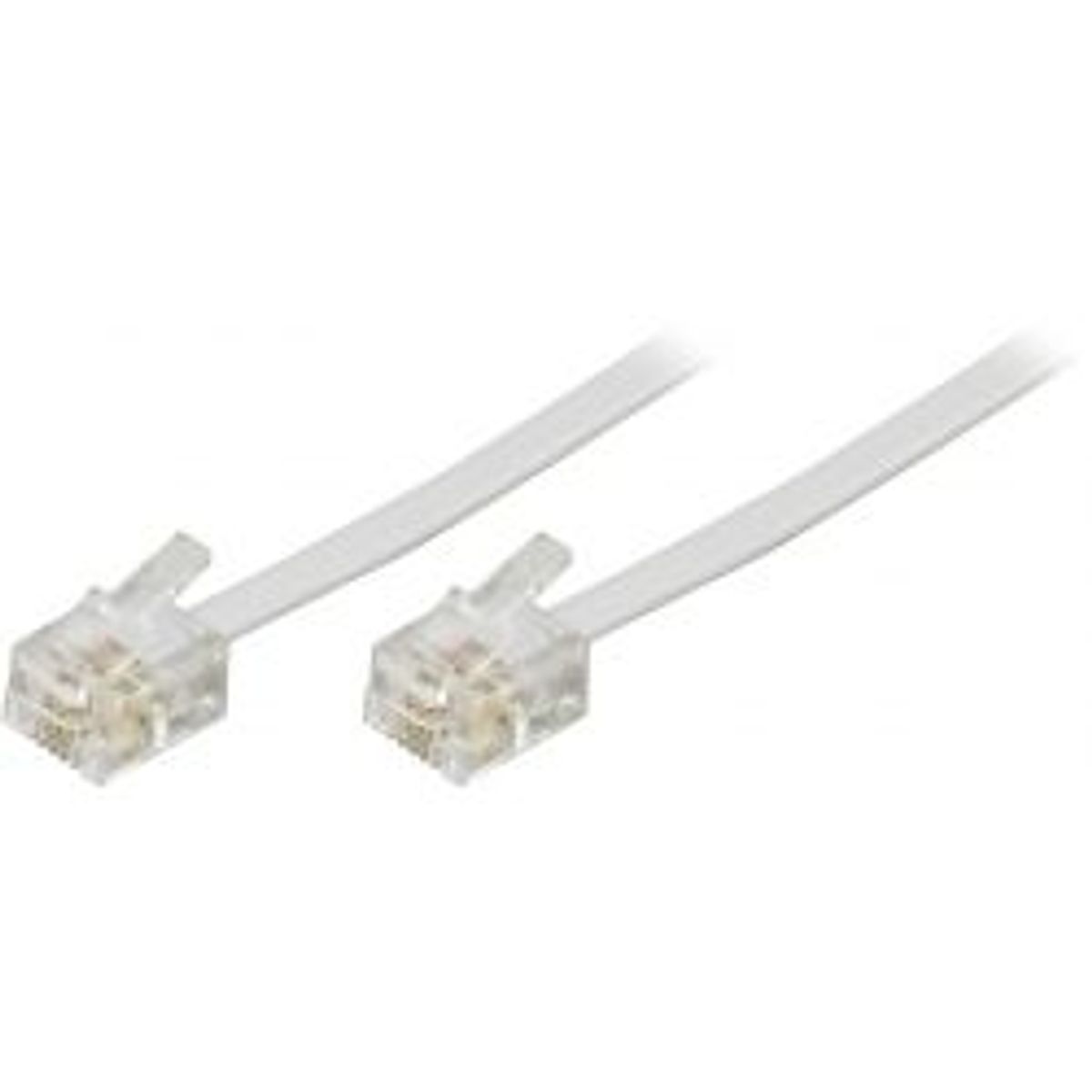 Deltaco Modular Cable, 6p4c(rj11) To 6p4c(rj11), 5m, White - Ledning