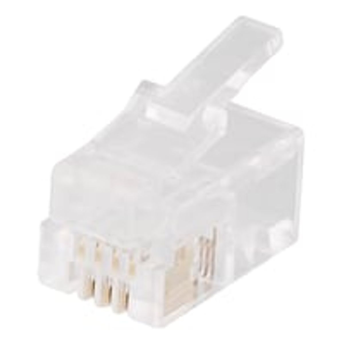 DELTACO Modular connector RJ9/RJ10/RJ22 4P4C, 20-pack, gennemsigtig