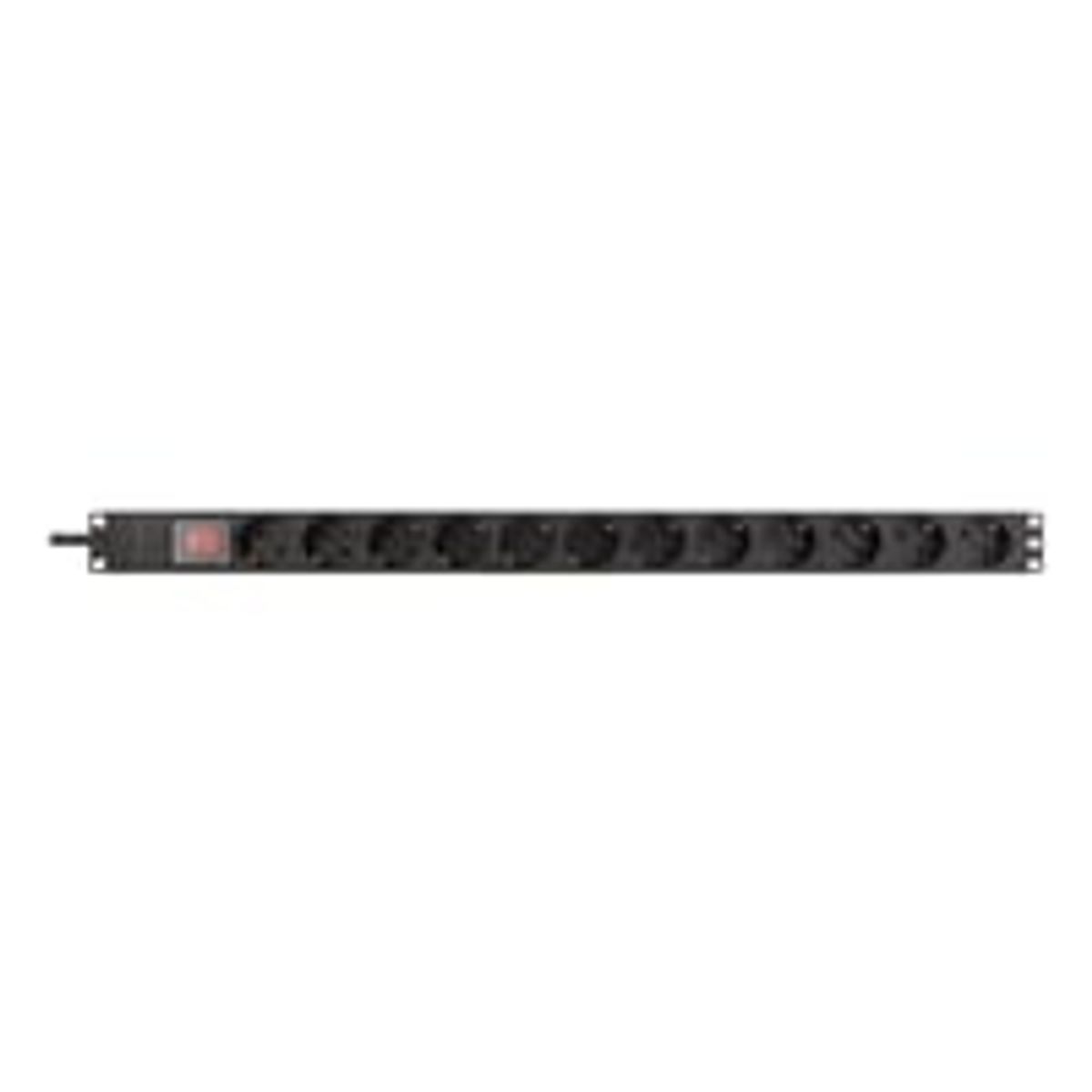 DELTACO PDU with 12x CEE 7/4 outlets, 3500W, power switch, alumini