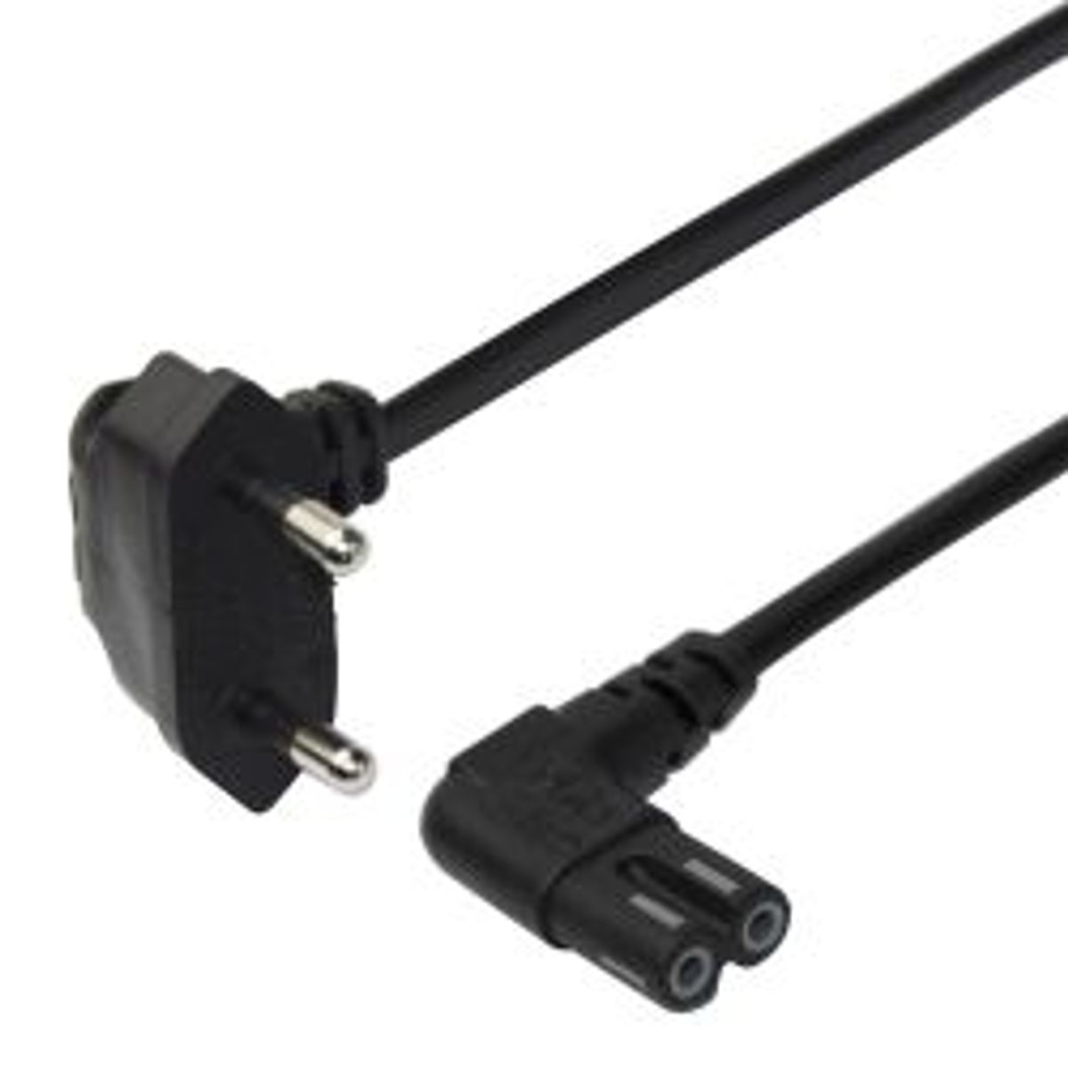 Deltaco Power Cord Cee 7/16 - C7 Angled, 1,5m, Black - Ledning