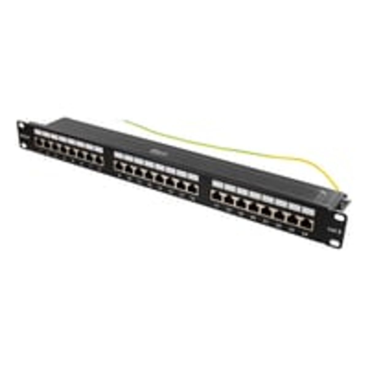 DELTACO STP patch panel, 24xRJ45, Cat6, 1U, 19", metal, sort