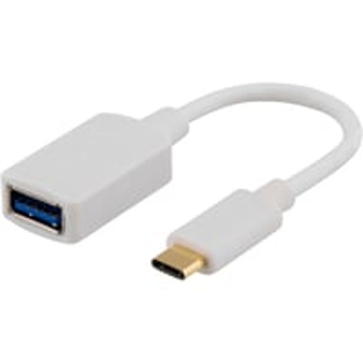 DELTACO USB-adapter, USB 3.1 type C han - type A hun, Gen 1, hvid