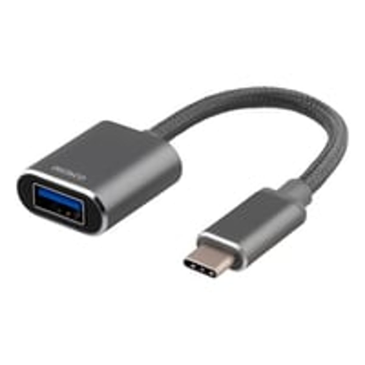 DELTACO USB-C 3.1 to USB-A OTG adapter, aluminium, retail box, gr