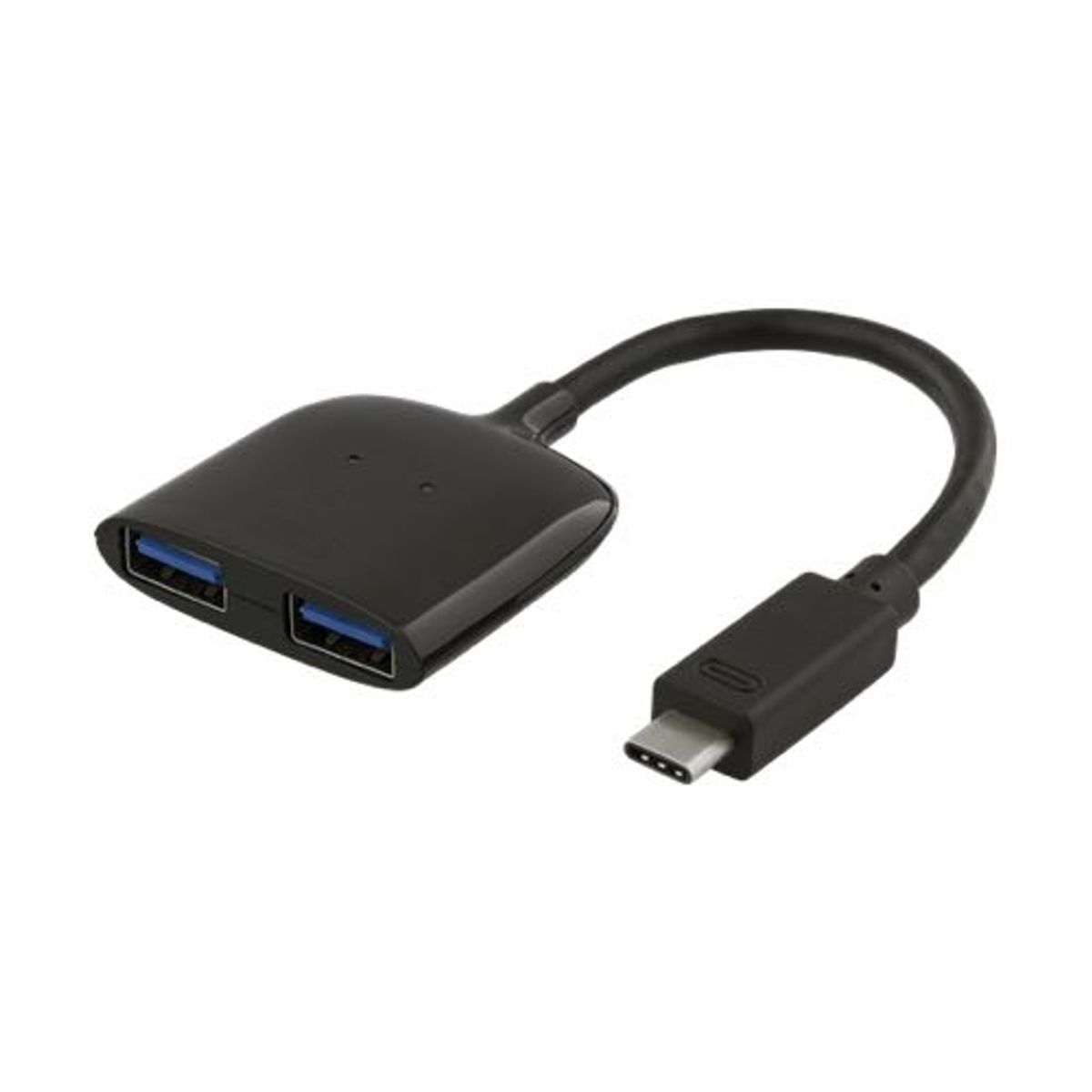 Deltaco - USB-C Hub (USB-C / 2xUSB-A 3.0)(Sort) - 0,1 m